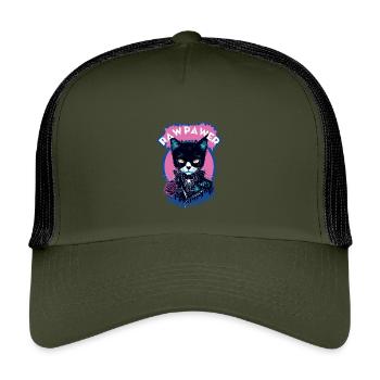 Gothic Cat - Kids’ Trucker Cap - olive/black - Front