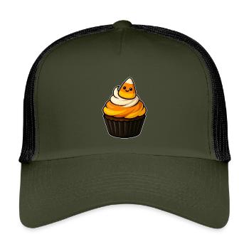 CandyCorn Cupcake Charm - Kids’ Trucker Cap - olive/black - Front