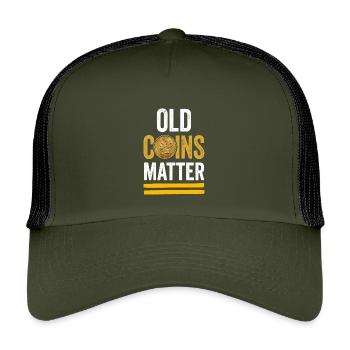 Old Coins Matter - Numismatist Collector Design - Kids’ Trucker Cap - olive/black - Front
