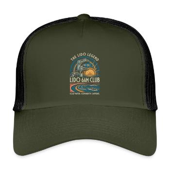 Lido Legend 6AM Club - Art Deco Outdoor Swimming - Kids’ Trucker Cap - olive/black - Front