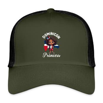 Dominikanische Republik Flagge Dom Rep Stolz - Kinder Trucker-Cap - Olive/Schwarz - Vorne