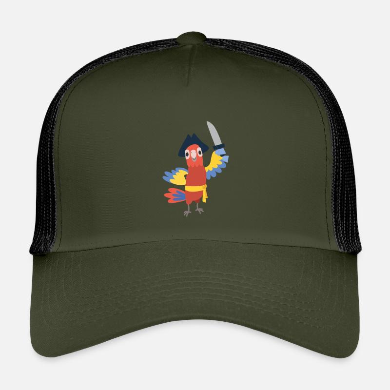 Papagei - Kinder Trucker-Cap - Olive/Schwarz