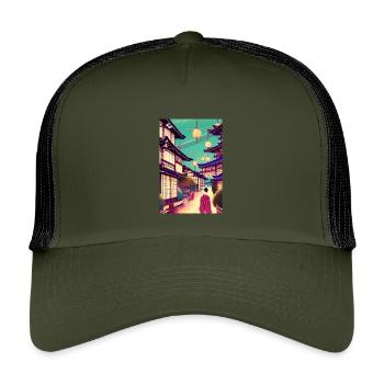 Drucken 8 - Kinder Trucker-Cap - Olive/Schwarz - Vorne