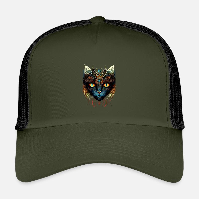 Kosmische Katze - Kinder Trucker-Cap - Olive/Schwarz