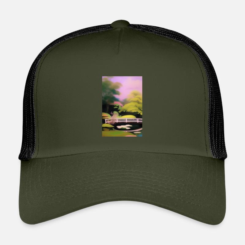 Chinesischer Zen Garten - Kinder Trucker-Cap - Olive/Schwarz