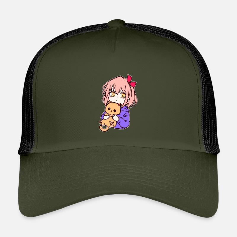 Anime Mädchen Manga Zeichentrick Comic Mangastyle - Kinder Trucker-Cap - Olive/Schwarz