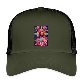 Jesus Christ - Kids’ Trucker Cap - olive/black - Front