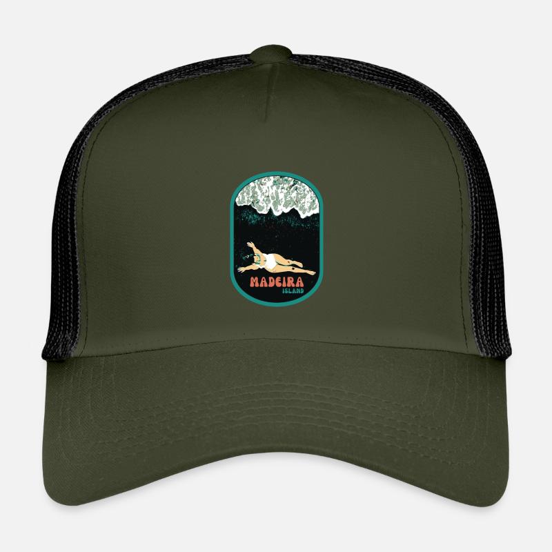 Illustration Badestrand mit schwarzem Sand, Madeira Kinder Trucker-Cap