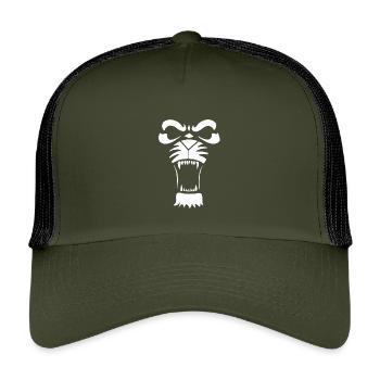 Predatory Lion or Tiger (White) - Kids’ Trucker Cap - olive/black - Front