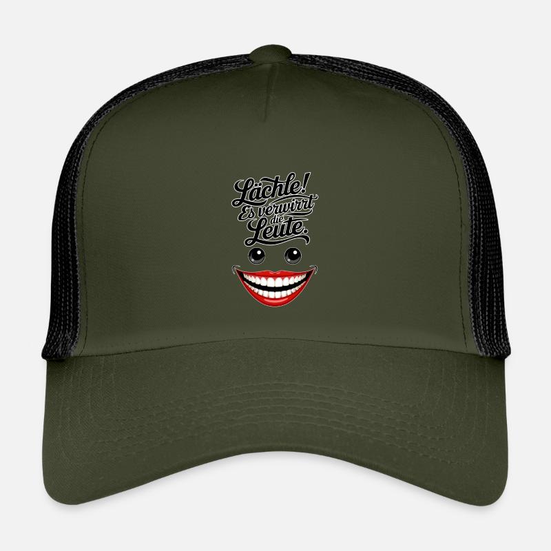 Immer lächeln - Kinder Trucker-Cap - Olive/Schwarz