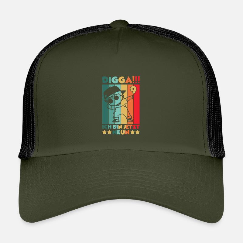 Digga Ich Bin 9 Jahre 9 Geburtstag Dabbing Junge - Kinder Trucker-Cap - Olive/Schwarz