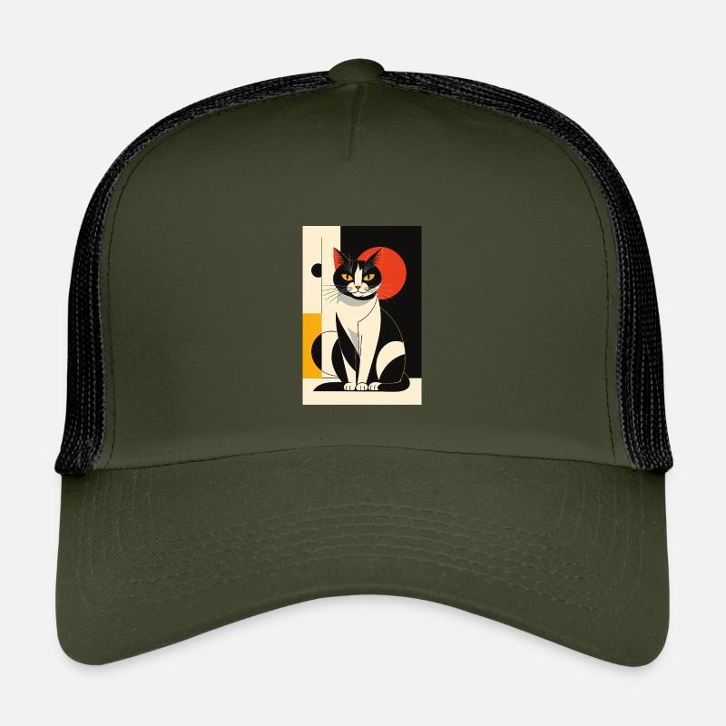 Avantgarde Katze R01 - Kinder Trucker-Cap - Olive/Schwarz