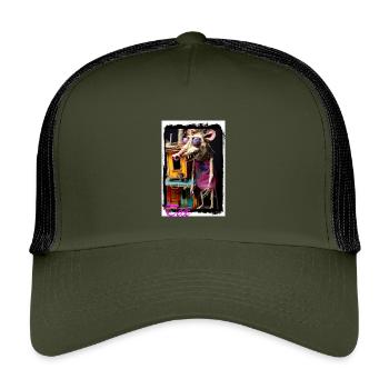 Poupée mascotte imaginative avec une robe colorée - Casquette trucker enfant - olive/noir - Devant