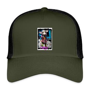 Gutted Gremlin Vintage Charm Punk Doll - Kids’ Trucker Cap - olive/black - Front