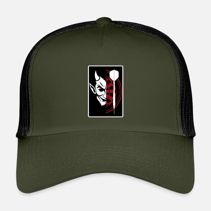 Darts, Bullseye, Dartboard and devil. - Kinder Trucker-Cap - Olive/Schwarz
