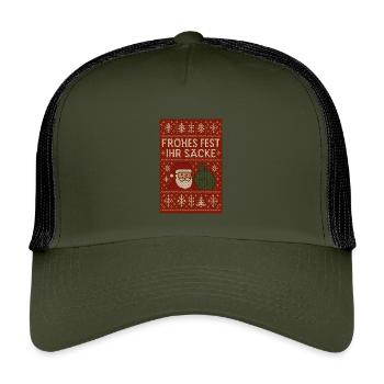 Joyeux Noël, bande de ! - Casquette trucker enfant - olive/noir - Devant