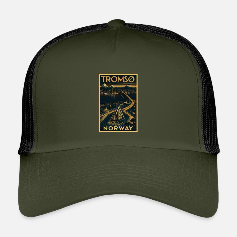 Tromsø Norwegen – Retro Reiseposter Art Deco Kinder Trucker-Cap