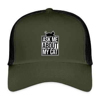 Demandez-moi pour mon chat Chat Amour des animaux Animaux - Casquette trucker enfant - olive/noir - Devant