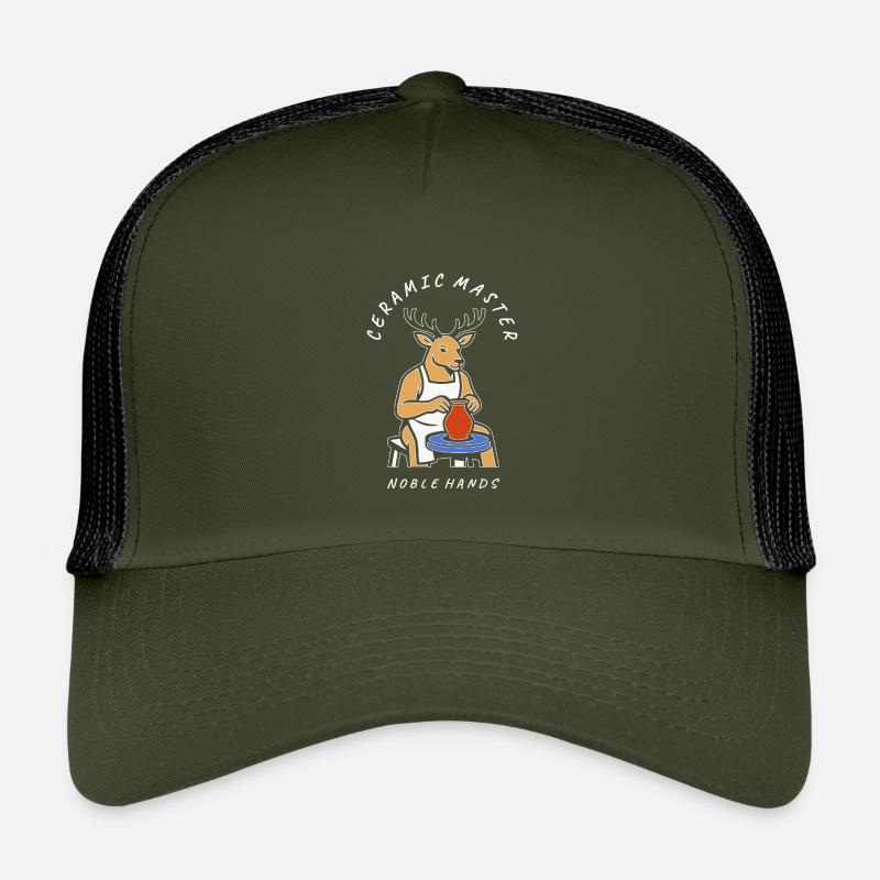 Ceramic Master Deer — Noble Hands - Kids’ Trucker Cap - olive/black