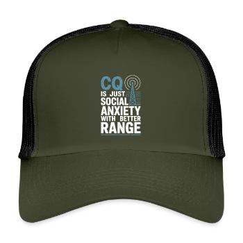 CQ avec plus de portée | Humour radioamateur - Casquette trucker enfant - olive/noir - Devant