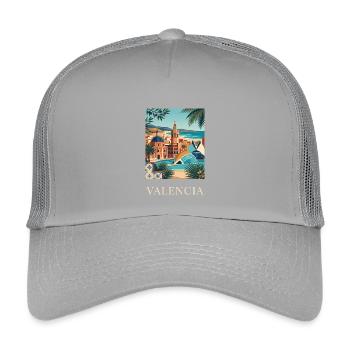 Valencia Küstenarchitektur Spanien Reiseplakat - Kinder Trucker-Cap - Hellgrau - Vorne