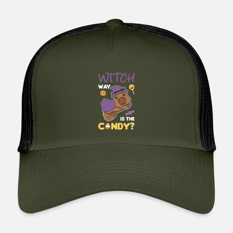 Capybara Hexen Witch way is the candy Happy - Kinder Trucker-Cap - Olive/Schwarz