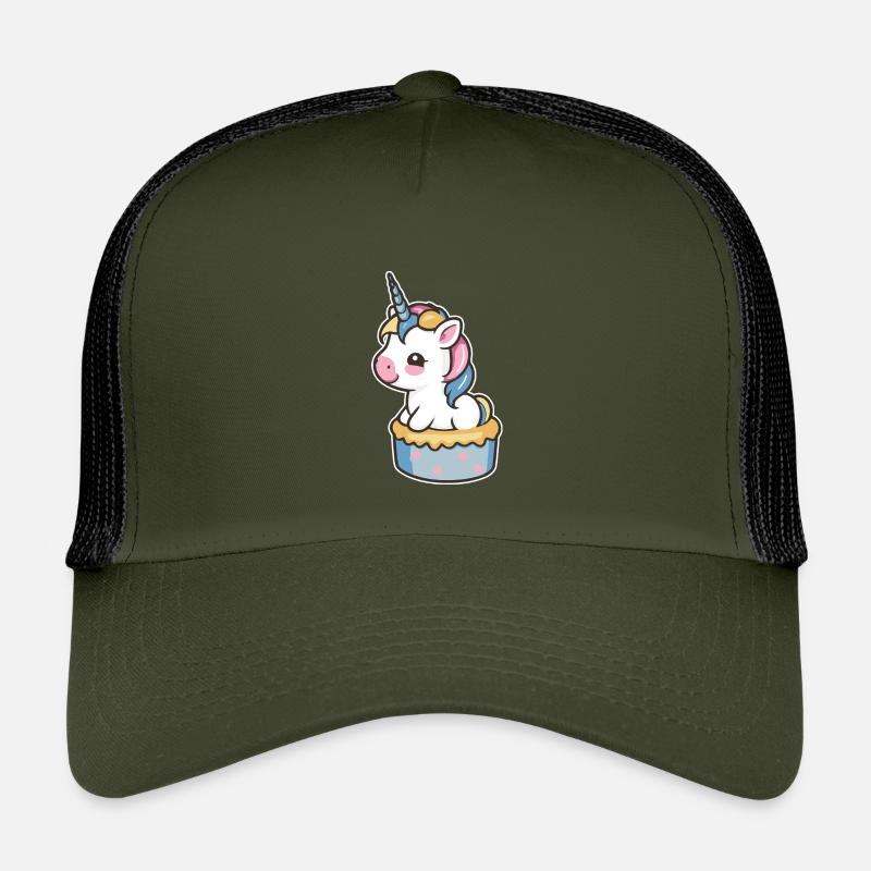 Einhorn Torte - Kinder Trucker-Cap - Olive/Schwarz