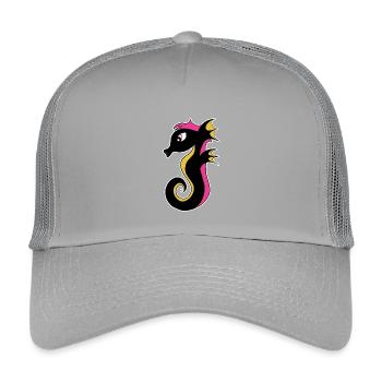 Blooming Neon Seahorse - Kids’ Trucker Cap - light grey - Front