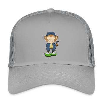 Affe Rentner Gehstock - Kinder Trucker-Cap - Hellgrau - Vorne