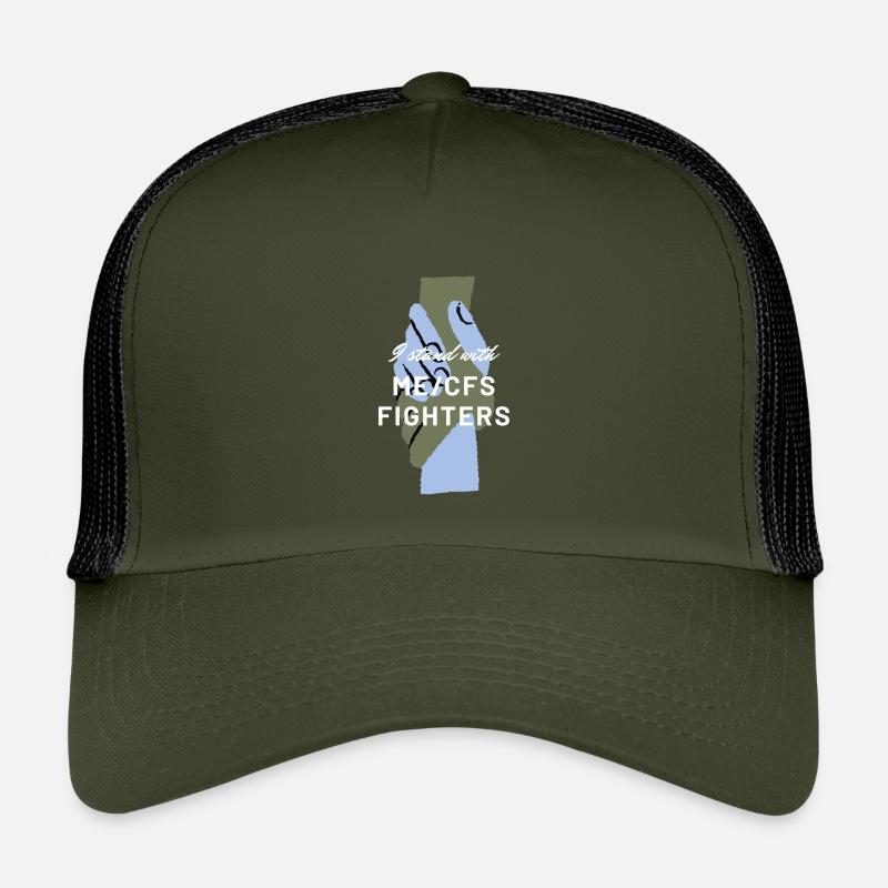 ME/CFS I stand with ME/CFS Fighters white - Kinder Trucker-Cap - Olive/Schwarz