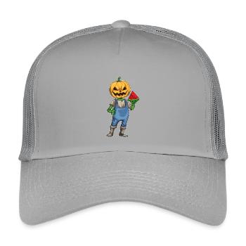 Jack O'Lantern Halloween Watermelon - Kids’ Trucker Cap - light grey - Front