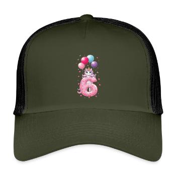 6e anniversaire de la fille Twiny Unicorn 6e - Casquette trucker enfant - olive/noir - Devant
