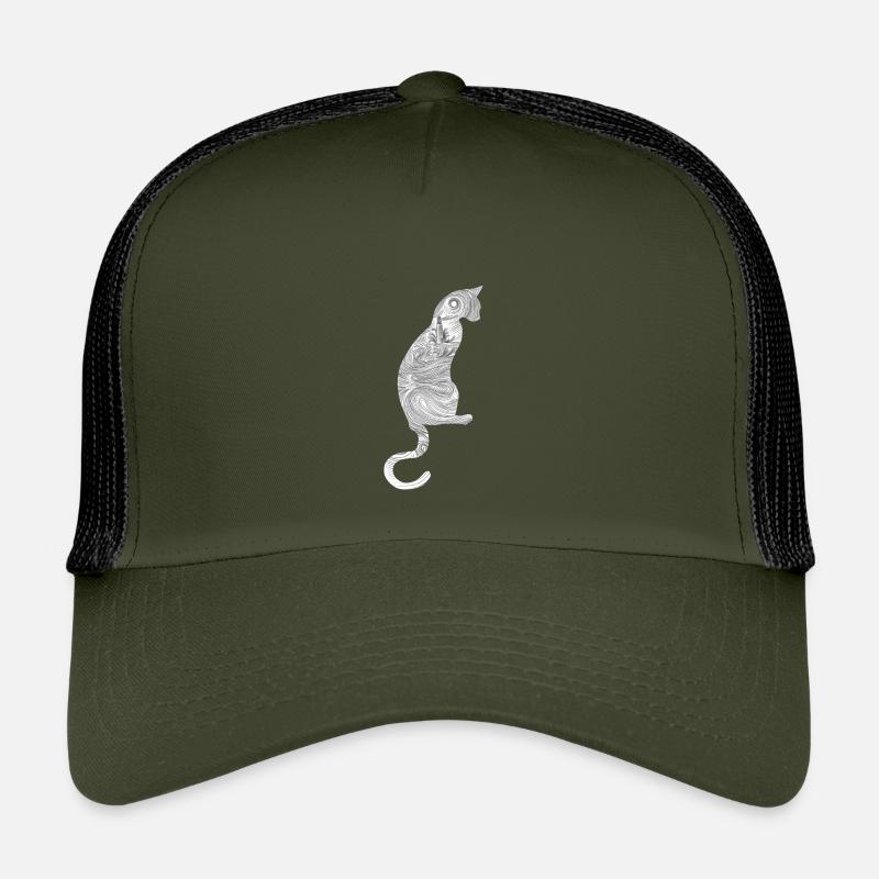 Abstract cat with spiral pattern - Kids’ Trucker Cap - olive/black