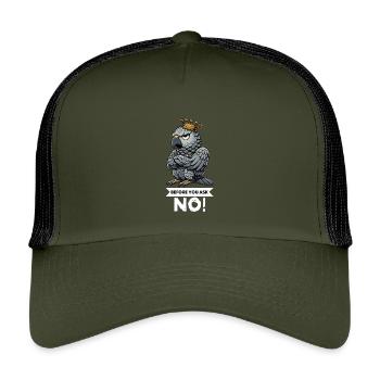 Before You Ask Graupapagei Papagei Papageienhalter - Kinder Trucker-Cap - Olive/Schwarz - Vorne