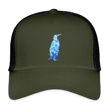 Penguins Colorful Kids Men's Boys Penguin - Kids’ Trucker Cap - olive/black - Front