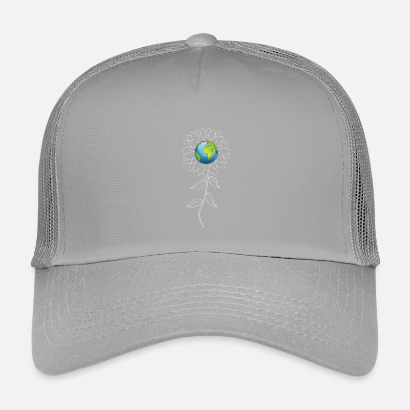 Planète Terre et fleur de tournesol blanche Casquette trucker enfant