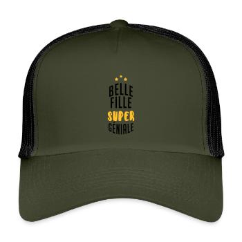 Stieftochter / Schwiegersohn / Sohn / Tochter - Kinder Trucker-Cap - Olive/Schwarz - Vorne