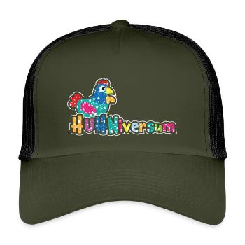 HUHNiversum - Hühner Fans -  Hahn - Gockel - Bio - Kinder Trucker-Cap - Olive/Schwarz - Vorne