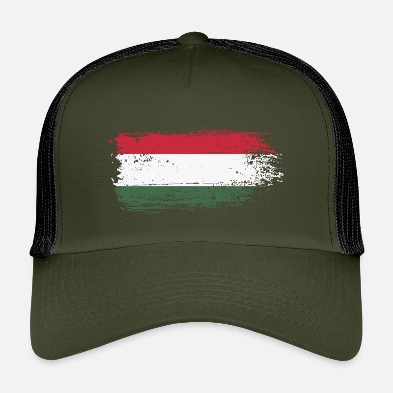 Ungarische Pinselflagge - Kinder Trucker-Cap - Olive/Schwarz