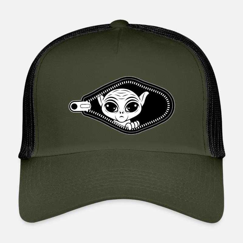 Alien jette un coup d’œil par la fermeture éclair Casquette trucker enfant