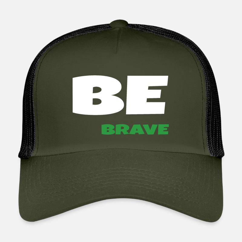 Be Brave - Kids’ Trucker Cap - olive/black