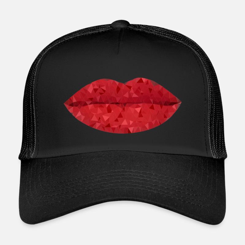 Intense Red Geometric Lips Kids’ Trucker Cap