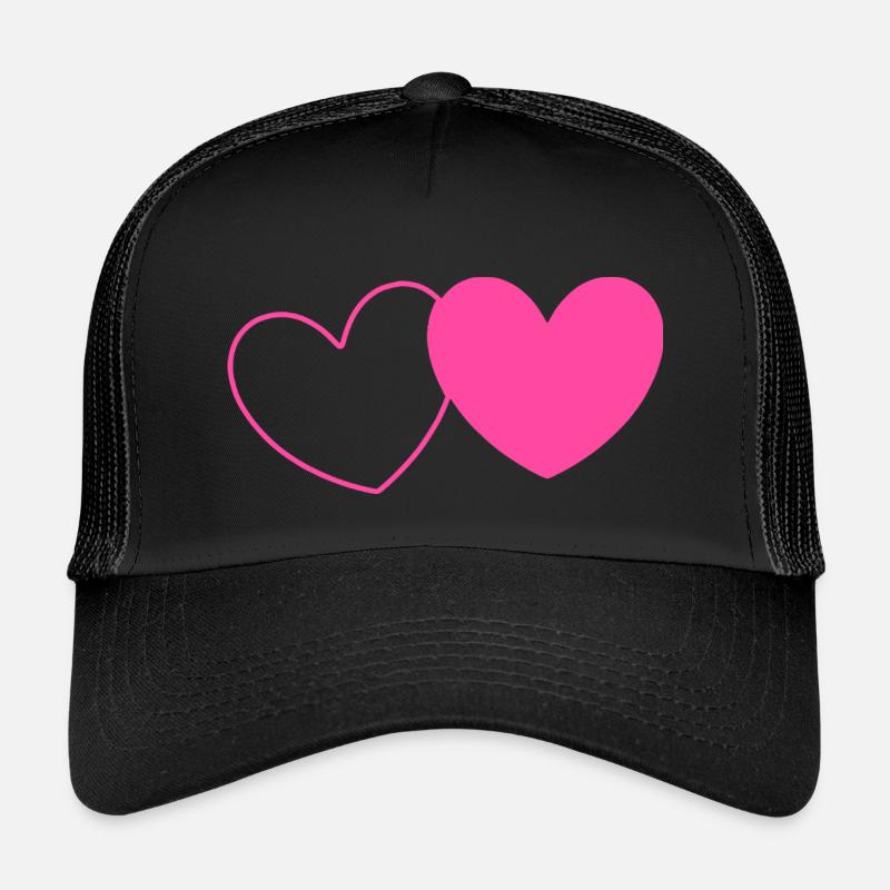 rosarotes Herz Herz rosa rot Herz pink Herzmuster - Kinder Trucker-Cap - Schwarz/Schwarz