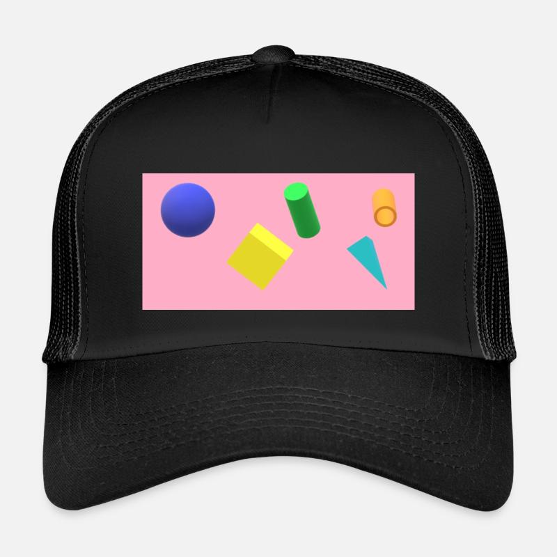 Lebendige geometrische Formen auf pastellfarbenem Hintergrund - Kinder Trucker-Cap - Schwarz/Schwarz