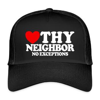 Liebe deinen Nächsten – ohne Ausnahme. Christliche - Kinder Trucker-Cap - Schwarz/Schwarz - Vorne