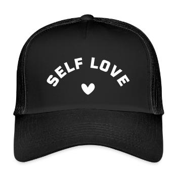Selbstliebe mit Herz – SELF LOVE  - Kinder Trucker-Cap - Schwarz/Schwarz - Vorne