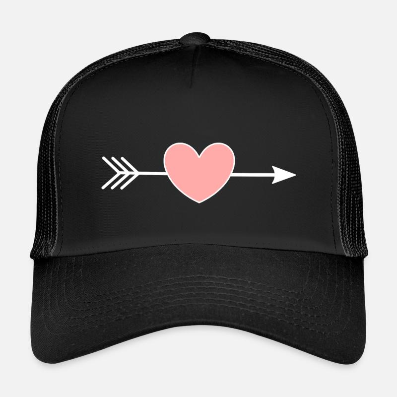 rosa Herz Pfeil Herzen Geschenk Valentinstag - Kinder Trucker-Cap - Schwarz/Schwarz