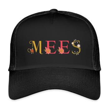 Le nom de MEE décoré de fleurs - Casquette trucker enfant - noir/noir - Devant