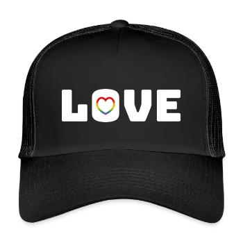 Coeur d’amour arc-en-ciel blanc - Casquette trucker enfant - noir/noir - Devant