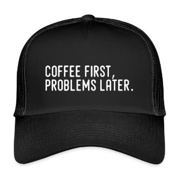 Café D’Abord Problèmes Plus Tard - Casquette trucker enfant - noir/noir - Devant